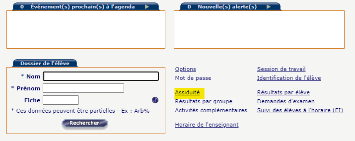 Accès à la section ASSIDUITÉ